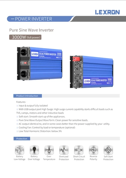 Lexron 3kW 12V Tam Sinüs Inverter - Resim 13