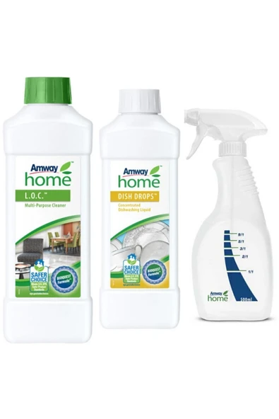 Amway Loc Çok Amaçlı Konsantre Yüzey Temizleyici + Konsantre Bulaşık Deterjanı + Püskürtmeli Tabanca ürün görseli 1