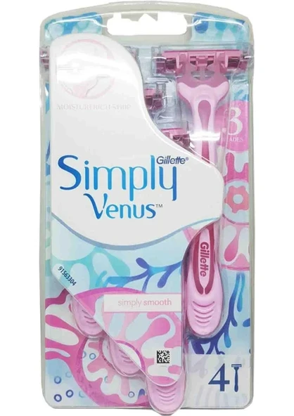 Gillette Venus Simply3 Kadın Tıraş Bıçağı 4'lü Yeni Blister Paket ürün görseli 1