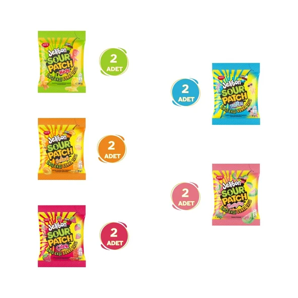 Jelibon Sour Patch Ekşi Tatlı Paketi 80 gr -10'lu Paket ürün görseli 1