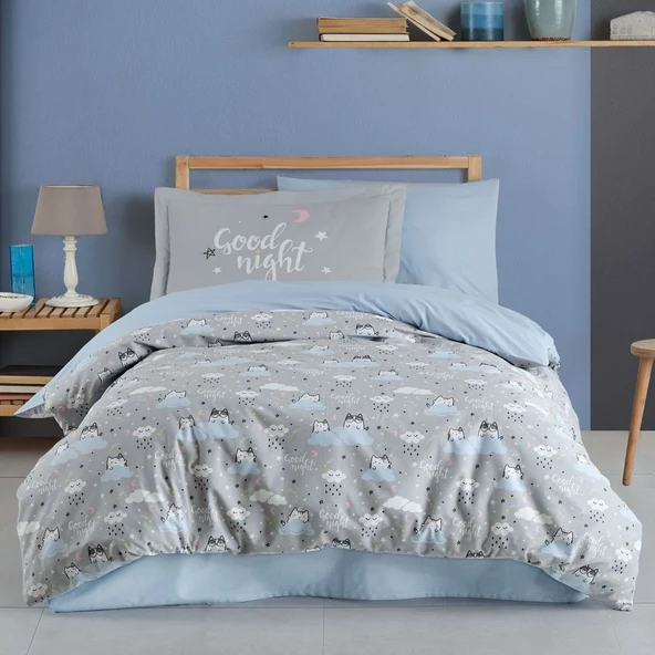 Hobby Tek Kişilik Poplin Nevresim Takımı Daisy Gri ürün görseli 1