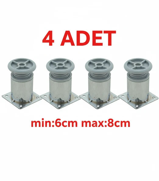 LUDIA Metal Ayarlanabilir 4 Adet Mobilya Ayağı Metal Tablalı 6cm ürün görseli 1