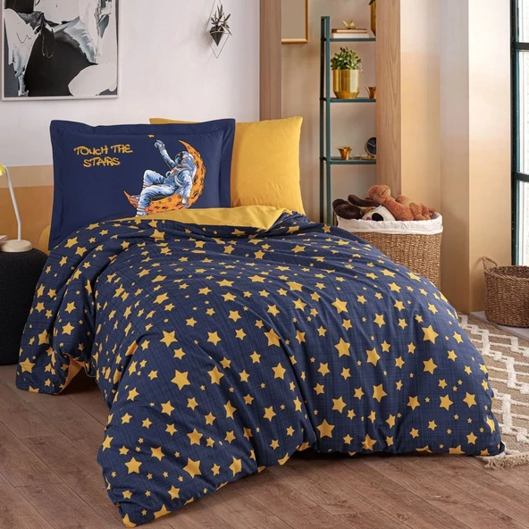 Hobby Tek Kişilik Poplin Nevresim Takımı Space Lacivert ürün görseli 1