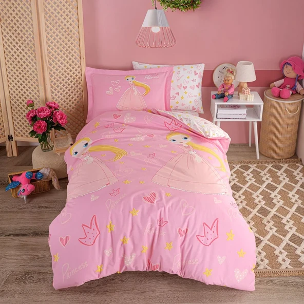 Hobby Tek Kişilik Poplin Nevresim Takımı Prenses Pembe ürün görseli 1