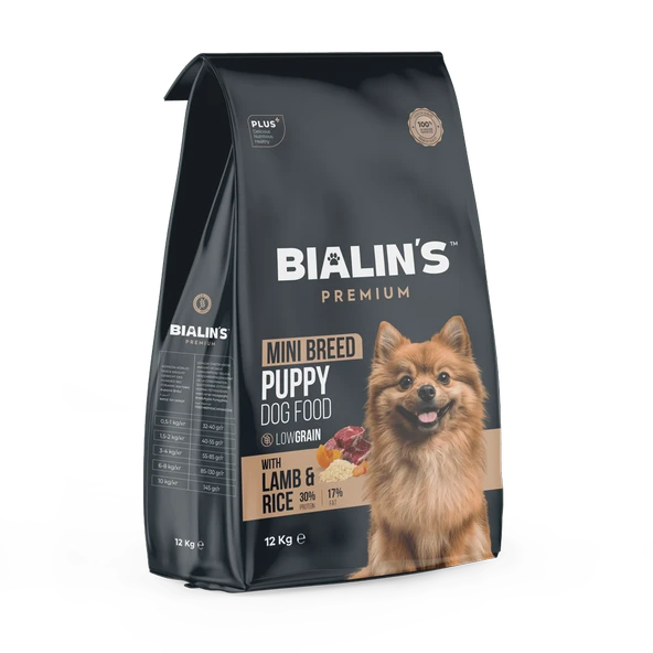 Bialins Premium Mini Breed Yavru Köpek Maması Kuzu & Pirinçli 12kg ürün görseli 1