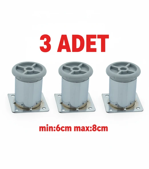 LUDIA Metal Ayarlanabilir 3 Adet Mobilya Ayağı Metal Tablalı 6cm ürün görseli 1
