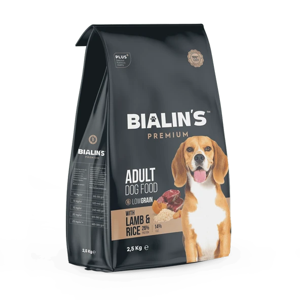 Bialins Premium Yetişkin Köpek Maması Kuzu & Pirinçli 2.5kg ürün görseli 1
