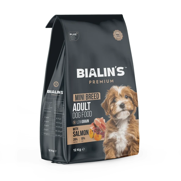 Bialins Premium Mini Breed Yetişkin Köpek Maması Somonlu 12kg ürün görseli 1