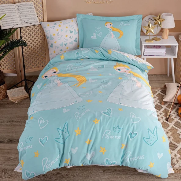 Hobby Tek Kişilik Poplin Nevresim Takımı Prenses Yeşil ürün görseli 1