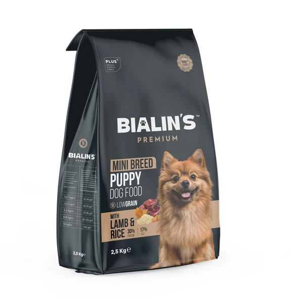 Bialins Premium Mini Breed Yavru Köpek Maması Kuzu & Pirinçli 2.5kg ürün görseli 1