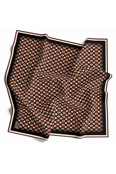Twill Çıtır Desenli Bordo Renkli 90x90 Eşarp (İpek İçermez) Kenar Dikiş Şekli El Dikişli ürün görseli 1