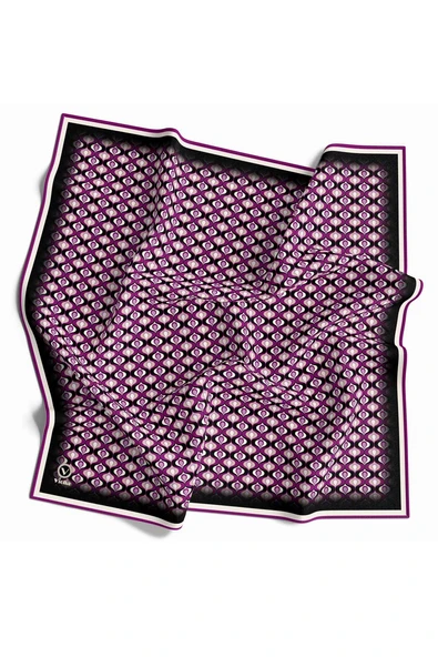 Twill Çıtır Desenli Mürdüm Renkli 90x90 Eşarp (İpek İçermez) Kenar Dikiş Şekli El Dikişli ürün görseli 1