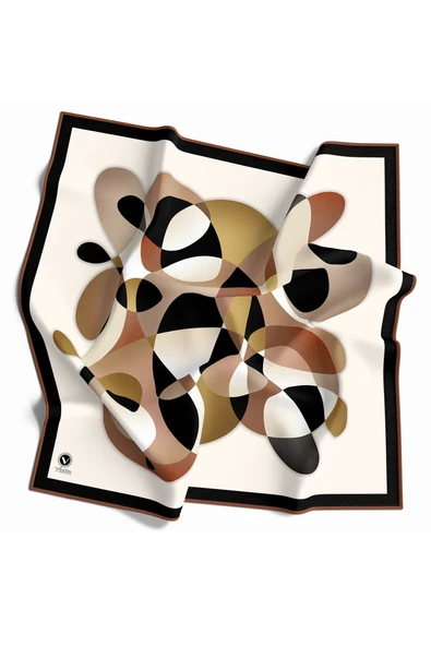 Twill Geometrik Desenli Hardal Renkli 90x90 Eşarp (İpek İçermez) Kenar Dikiş Şekli El Dikişli ürün görseli 1
