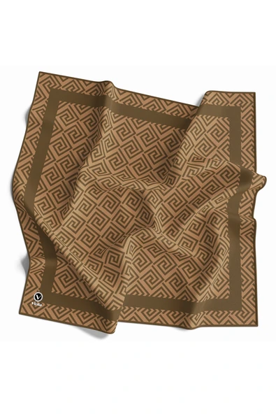 Twill Minimalist Desenli Bej Renkli 90x90 Eşarp (İpek İçermez) Kenar Dikiş Şekli El Dikişli ürün görseli 1