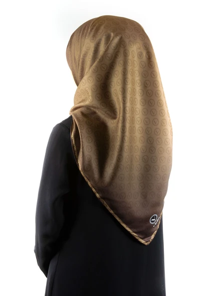 Twill Degradeli Bej Renkli 90x90 Eşarp (İpek İçermez) ürün görseli 1