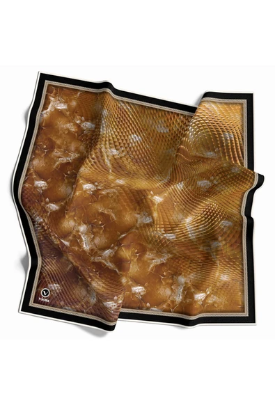Twill Batik Desenli Hardal Renkli 90x90 Eşarp (İpek İçermez) Kenar Dikiş Şekli El Dikişli ürün görseli 1