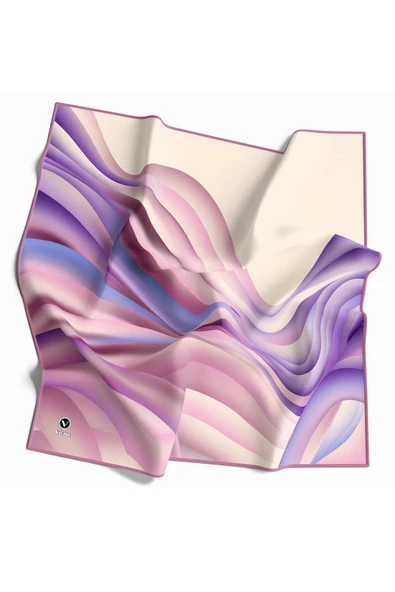Kristal Geometrik Desenli Pembe Renkli 90x90 Eşarp (İpek İçermez) Kenar Dikiş Şekli El Dikişli ürün görseli 1