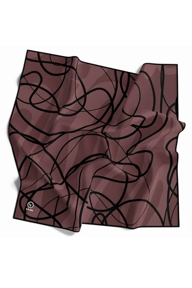 Twill Karışık Çizgi Desenli Pudra Renkli 90x90 Eşarp (İpek İçermez) Kenar Dikiş Şekli El Dikişli ürün görseli 1