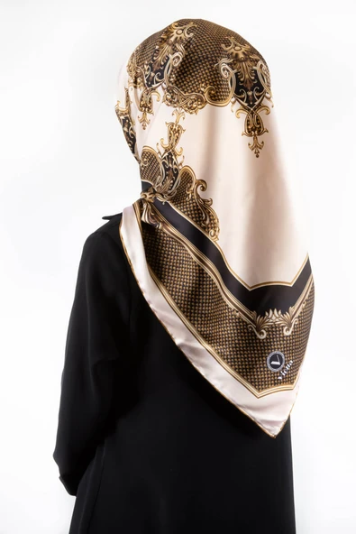Twill Barok Desenli Hardal Renkli 90x90 Eşarp (İpek İçermez) Dikim Şekli : El Dikişi ürün görseli 1