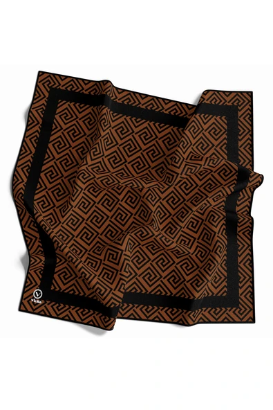 Twill Minimalist Desenli Taba Renkli 90x90 Eşarp (İpek İçermez) Kenar Dikiş Şekli El Dikişli ürün görseli 1