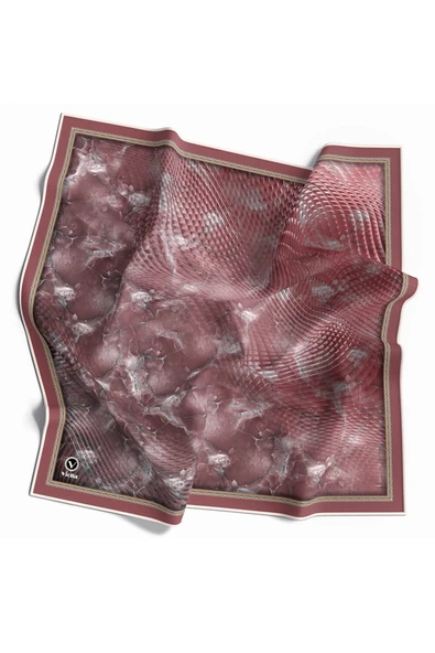 Twill Batik Desenli Pudra Renkli 90x90 Eşarp (İpek İçermez) Kenar Dikiş Şekli El Dikişli ürün görseli 1