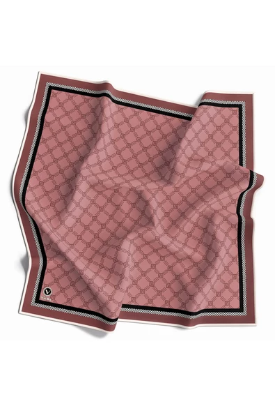 Twill Minik Motifli Geometrik Desenli Pembe Renkli 90x90 Eşarp (İpek İçermez) Dikim Şekli : El Dikişi ürün görseli 1