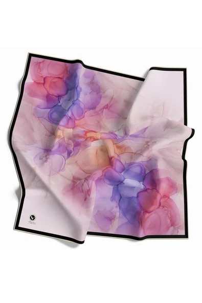 Rayon Batik Desenli Mor Renkli 90x90 Eşarp (İpek İçermez) Kenar Dikiş Şekli El Dikişli ürün görseli 1