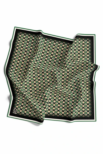 Twill Çıtır Desenli Petrol Yeşili Renkli 90x90 Eşarp (İpek İçermez) Kenar Dikiş Şekli El Dikişli ürün görseli 1