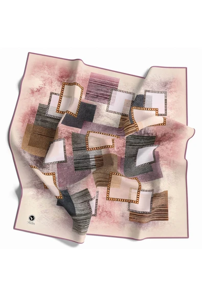 Twill Batik Desenli Pembe Renkli 90x90 Eşarp (İpek İçermez) Kenar Dikiş Şekli El Dikişli ürün görseli 1