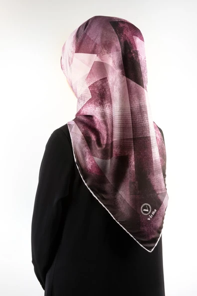 Twill Batik Desenli Mürdüm Renkli 90x90 Eşarp (İpek İçermez) Dikim Şekli : El Dikişi ürün görseli 1