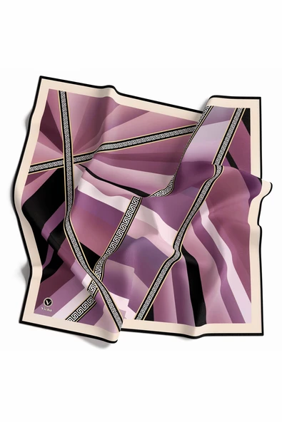 Kristal Geometrik Desenli Pembe Renkli 90x90 Dikim Şekli : El Dikişi Eşarp (İpek İçermez) ürün görseli 1