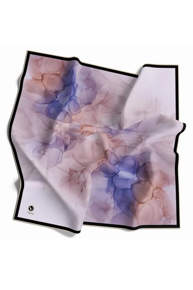 Rayon Batik Desenli Lila Renkli 90x90 Eşarp (İpek İçermez) Kenar Dikiş Şekli El Dikişli ürün görseli 1