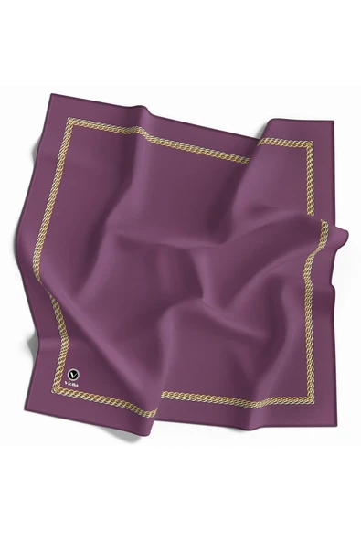 Twill Kenar Motifi Zincir Desenli Düz Lila Renkli 90x90 Dikim Şekli : El Dikişi Eşarp (İpek İçermez) ürün görseli 1