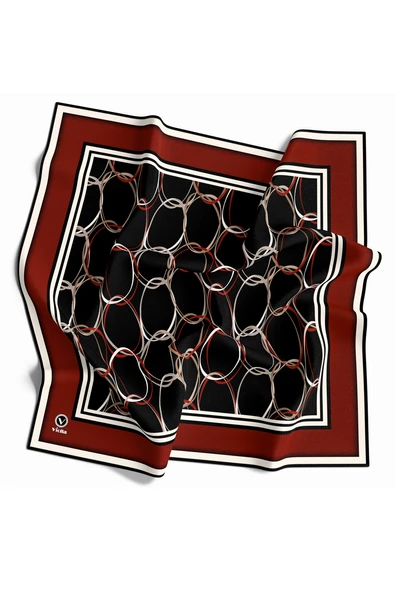 Twill Halka Desenli Bordo Renkli 90x90 Eşarp (İpek İçermez) Kenar Dikiş Şekli El Dikişli ürün görseli 1