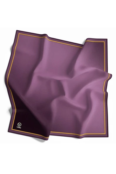 Twill Degrade Desenli Mor Renkli 90x90 Eşarp (İpek İçermez) Kenar Dikiş Şekli El Dikişli ürün görseli 1