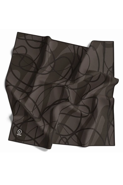 Twill Karışık Çizgi Desenli Vizon Renkli 90x90 Eşarp (İpek İçermez) Kenar Dikiş Şekli El Dikişli ürün görseli 1
