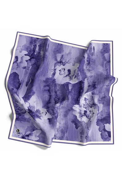 Twill Batik Desenli Saks Renkli 90x90 Eşarp (İpek İçermez) Dikim Şekli : El Dikişi ürün görseli 1