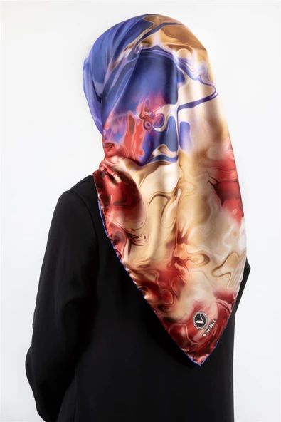 Rayon Batik Desenli Bordo Renkli 90x90 Dikim Şekli : El Dikişi Eşarp (İpek İçermez) Kenar Dikiş Şekli El Dikişli ürün görseli 1