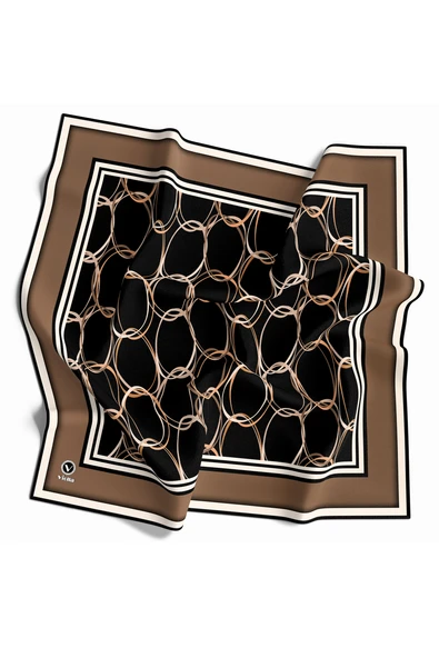 Twill Halka Desenli Bej Renkli 90x90 Eşarp (İpek İçermez) Kenar Dikiş Şekli El Dikişli ürün görseli 1