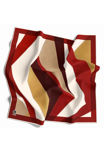 Twill Geometrik Desenli Bordo Renkli 90x90 Eşarp (İpek İçermez) Dikim Şekli : El Dikişi ürün görseli 1