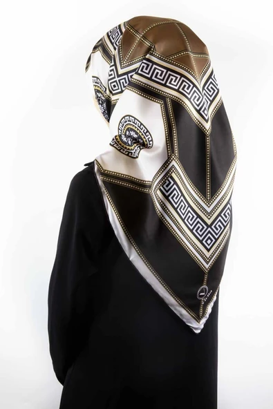 Twill Barok Desenli Vizon Renkli 90x90 Eşarp (İpek İçermez) Kenar Dikiş Şekli El Dikişli ürün görseli 1