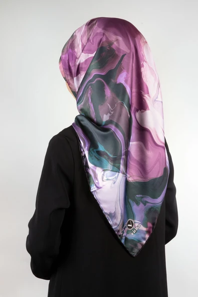 Twill Batik Desenli Petrol Yeşili Renkli 90x90 Eşarp (İpek İçermez) Kenar Dikiş Şekli El Dikişli ürün görseli 1