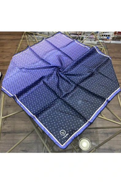 Kristal Minik Motifli Ve Degrade Desenli Bebe Mavisi Renkli 90x90 Eşarp (İpek İçermez) Kenar Dikiş Şekli El Dikişli ürün görseli 1
