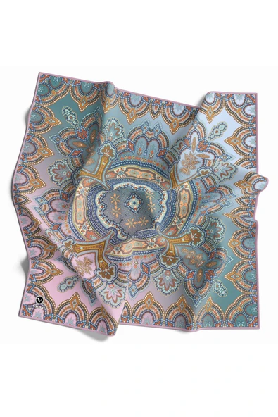 Kristal Şal Desenli Pembe Renkli 90x90 Dikim Şekli : El Dikişi Eşarp (İpek İçermez) ürün görseli 1