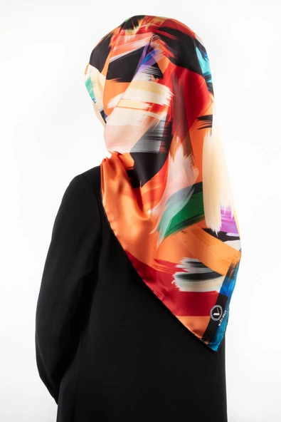 Twill Fırça Desenli Taba Renkli 90x90 Eşarp (İpek İçermez) Kenar Dikiş Şekli El Dikişli ürün görseli 1