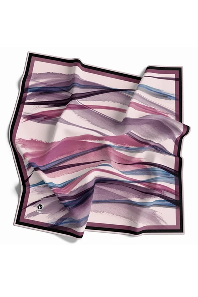 Twill Fırça Desenli Gül Kurusu - Sirke Renkli 90x90 Eşarp (İpek İçermez) Kenar Dikiş Şekli El Dikişli ürün görseli 1