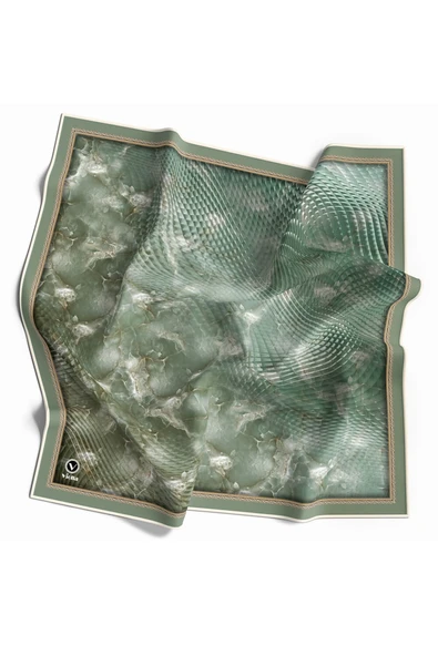 Twill Batik Desenli Mint Yeşili Renkli 90x90 Eşarp (İpek İçermez) Kenar Dikiş Şekli El Dikişli ürün görseli 1