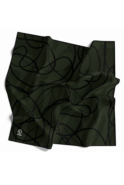 Twill Karışık Çizgi Desenli Zümrüt Yeşili Renkli 90x90 Eşarp (İpek İçermez) Kenar Dikiş Şekli El Dikişli ürün görseli 1