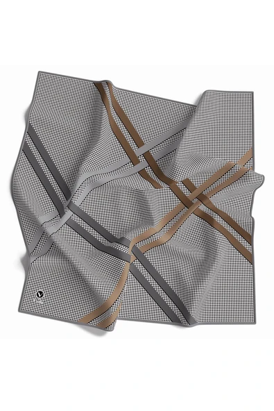 Twill Çizgili Pötikareli Çizgili Desenli Gri Renkli 90x90 Eşarp (İpek İçermez) ürün görseli 1