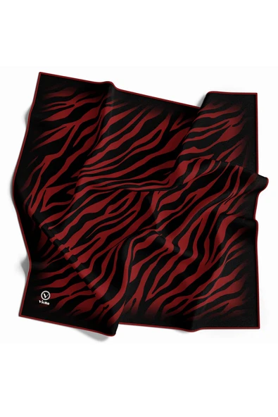 Twill Zebra Desenli Bordo Renkli 90x90 Eşarp (İpek İçermez) Dikim Şekli : El Dikişi ürün görseli 1